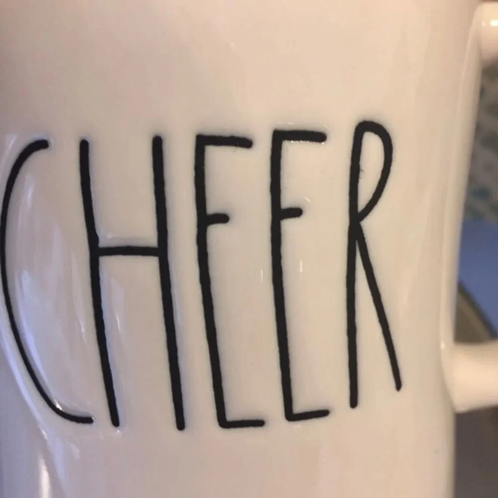 NWT Rae Dunn JOY CHEER Mug Coffee Tea ceramic gift present white black Christmas